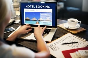 Woman Making a Hotel Booking