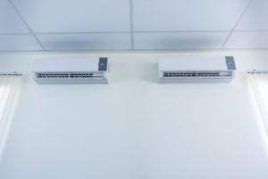 Air conditioner split type embed on wall of living room Air conditioner split type embed on wall of living room