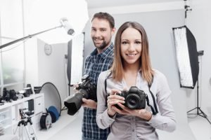 Professional photographers in studio Professional photographers in studio