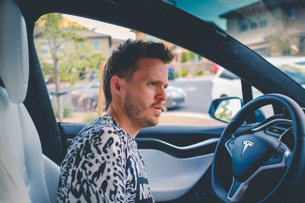 Man driving a car